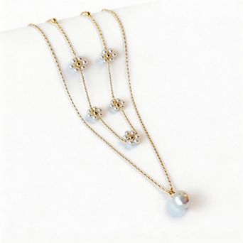 Kaelin Home Womens 14K Plated Layered Daisy Single simulated pearl Choker Set