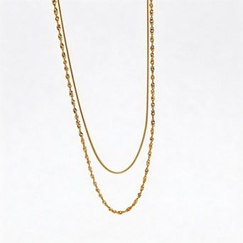 Kaelin Home Womens 18K Gold Plated Stainless Steel Layered Thin Chain Necklace Set