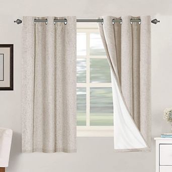 2 Blackout Linen Curtains Grommet Thermal Draperies