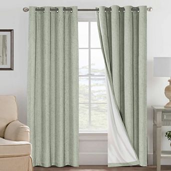 2 Blackout Linen Curtains Grommet Thermal Draperies