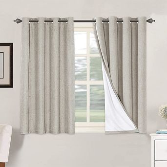 2 Blackout Linen Curtains Grommet Thermal Draperies