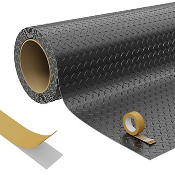 Heavy Duty Diamond Plate PVC Garage Floor Mat 7.5x17 ft, 2.0mm Thick