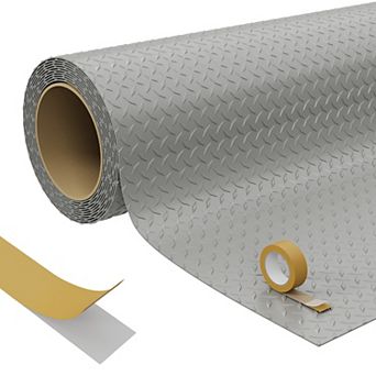 Heavy Duty Diamond Plate PVC Garage Floor Mat 7.5x17 ft, 2.0mm Thick