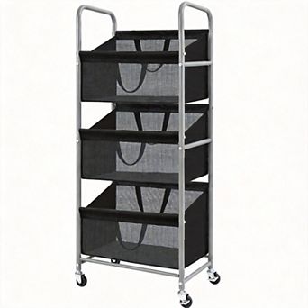 3 tier Vertical Rolling Laundry Hamper with Removable Bags