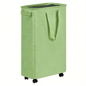 Slim Laundry Hamper with Wheels Rolling Clothes Basket
