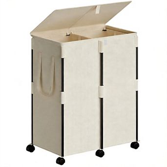 Rolling Laundry Hamper with Lid 6 Wheels