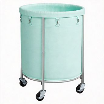 Rolling Hamper With Wheels Metal Frame Locking Casters