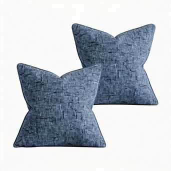 2Pack 16" x 16"Reversible Chenille Throw Pillow Covers Farmhouse Border