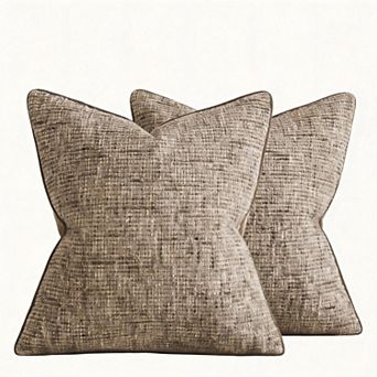 2Pack 20" x 20" Chenille Throw Pillow Covers Border