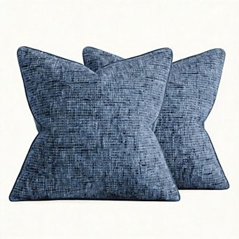 2Pack 18" x 18" Chenille Throw Pillow Covers Reversible Border