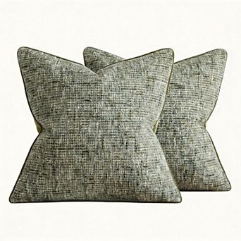 2Pack 22" x 22" Farmhouse Chenille Throw Pillow Covers Border