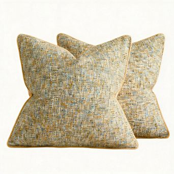 2Pack 22" x 22" Farmhouse Chenille Throw Pillow Covers Border
