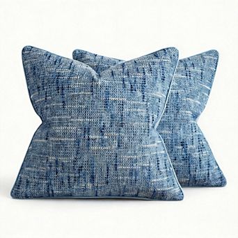 2 Pack 24" x 24" Chenille Throw Pillow Covers Farmhouse Decorative Border Couch Sofa Bed