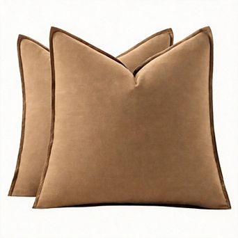 2 Pack 18" x 18" Decorative Linen Throw Pillow Covers Boho Farmhouse Couch Bed