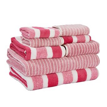 8 Pack Striped Bath Towels Set for Shower Spa Hotel Home Bathroom
