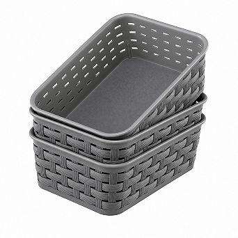 Small Wicker Plastic Storage Baskets Multiuse Home Organization