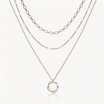 Kaelin Home Silver Plated Layered Choker Pendant Necklace Set
