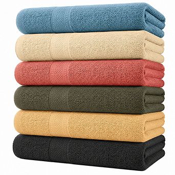 6 Pack Bath Towels Set Quick Dry Highly Absorbent Lightweight Multi Use
