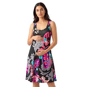 Maternity 24Seven Comfort Apparel Sleeveless Scoop Neck Swing Dress