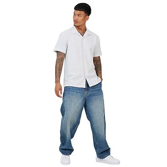 Brave Soul Mens Pine Seersucker Revere Collar Shirt