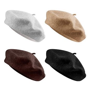 4 pc Women Cotton Beret Hat Fashion French Style Beanie Cap Soft Lightweight Daily Wear