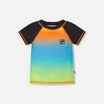 Baby Boy Ombré Contrast Panel Short Sleeve Rashguard