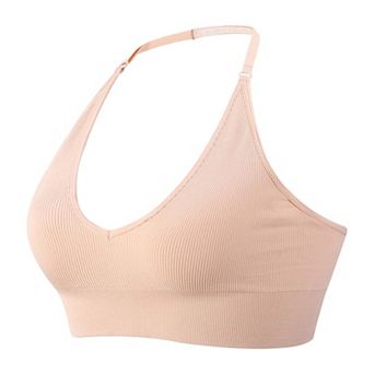 Women Halter Neck Sports Bra Adjustable Spaghetti Straps Push‑Up Bralette