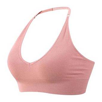 Women Halter Neck Sports Bra Adjustable Spaghetti Straps Push‑Up Bralette