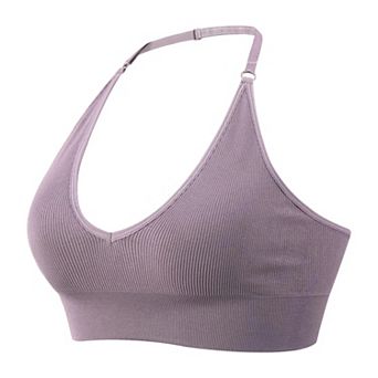 Women Halter Neck Sports Bra Adjustable Spaghetti Straps Push‑Up Bralette