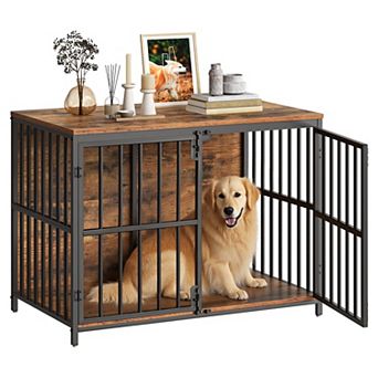 38.6" Dog Crate Furniture, Wooden Dog Kennel Indoor for Small/Medium Dog, Decorative Side End Table