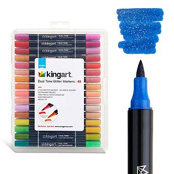 KINGART Dual Tone Glitter Markers - 48 Pens, 96 Colors