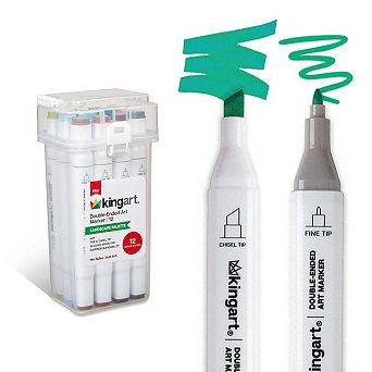 KINGART PRO Double-Ended Alcohol Markers - 12 Landscape Colors