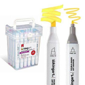 KINGART PRO Double-Ended Alcohol Markers - 24 Bright Colors