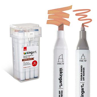 KINGART PRO Double-Ended Alcohol Markers - 12 Neutral Colors