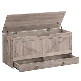 Storage Chest Wooden Bench with Drawer Sturdy Entryway Support Safety Hinge U shaped Opening Easy