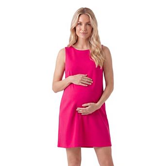 Maternity 24Seven Comfort Apparel Round Neck Sleeveless Mini Shift Dress