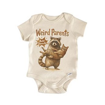 Weird Parents Cat Raccoon Feral Newborn Baby Onesie®