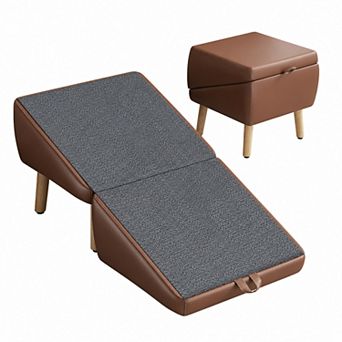 3-in-1 Dog Ramp & Storage Ottoman Pet Stairs for Senior & Injured Pets, Anti-Slip, 265 lbs