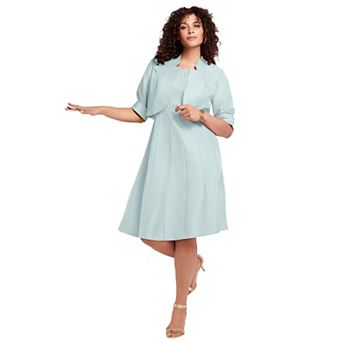 Roaman's Women's Plus Size Petite Plus Size Elbow Sleeve Fit-And-Flare Dress With Bolero Jacket