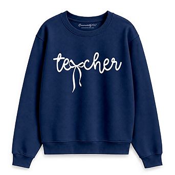 Teacher Coquette Bow Sweatshirt, Minimalist Back to School Sweater