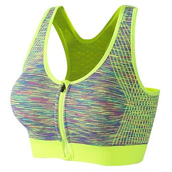 Women Zipper Backless Sports Bra Wire‑Free Tank Top Yoga Workout Bralette