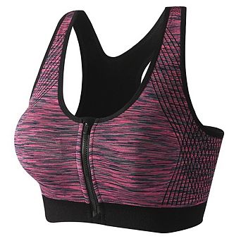 Women Zipper Backless Sports Bra Wire‑Free Tank Top Yoga Workout Bralette
