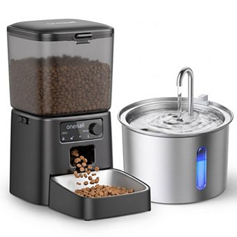 Oneisall Pet Feeder and Fountain Combo: 3.5L WiFi Cat Feeder with 2L Stainless Steel Cat Fountain
