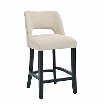 Upholstered Counter Height Bar Stool with Solid Wood legs