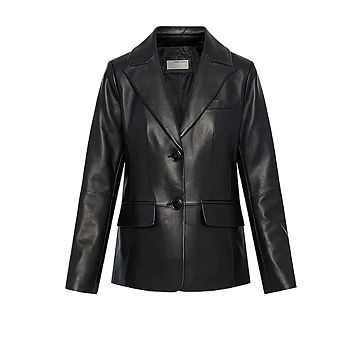Anne Klein Women's Genuine Leather Blazer Jacket
