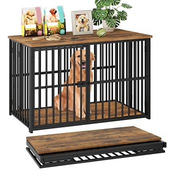 37.4" Dog Kennel for Medium Dogs, No Assembly, Collapsible Dog Crate, with Secure Lock