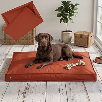 44Lx32Wx3H inch, Durable Oxford Waterproof Dog Bed Cover with Zipper, Cover Only, Tangerine
