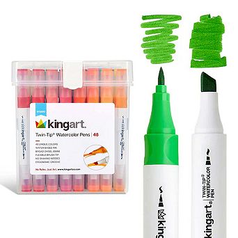 Twin-Tip Watercolor Pens - Broad Chisel & Brush Tip - 48 Colors