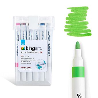 KINGART Acrylic Paint Markers Set, 24 Colors 2mm Bullet Tip, Water-Based Multi-Surface