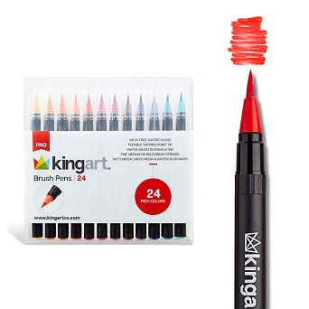 KINGART PRO Real Watercolor Brush Pens - 24 Colors